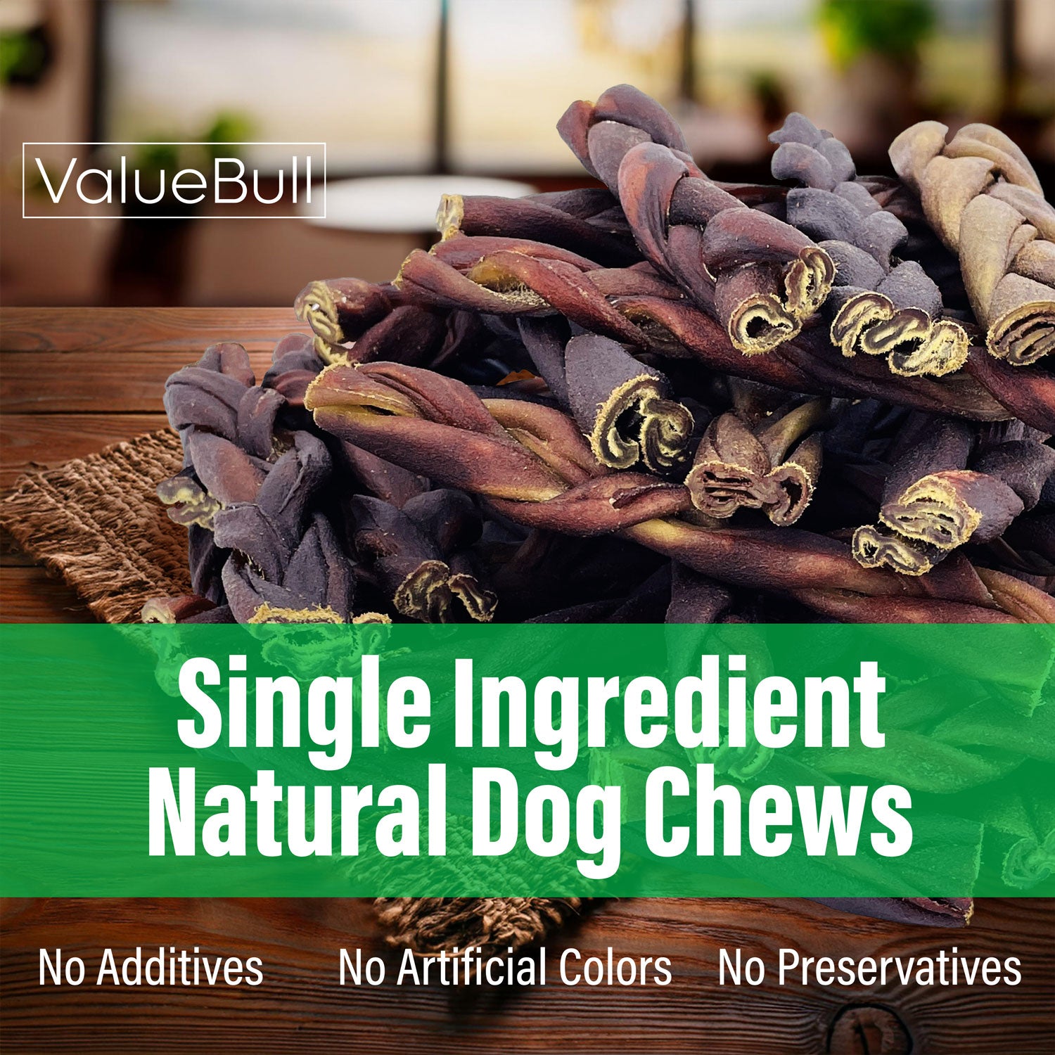 ValueBull Collagen Braided Sticks for Dogs, 6 Inch Medium Chews, Natural Long-Lasting Dog Treats, 50 Count Bulk Pack - Medium - 50 Braids