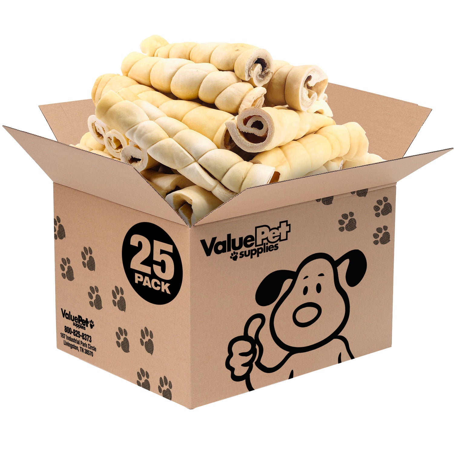 ValueBull Beef Cheek Rolls, Long Lasting Dog Chews, Jumbo 9-10 Inch, 25 Count Bulk Pack - Beef - 25 Rolls