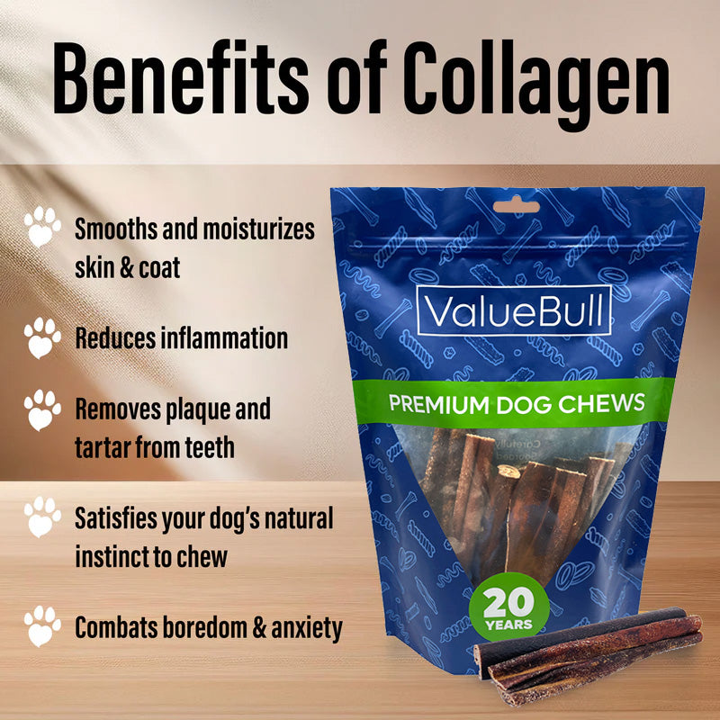 ValueBull Collagen Sticks for Dogs, Varied Shape & Size Chews, Natural Long-Lasting Dog Treats, 10 Pound Bulk Pack - Varied - 10 Pound