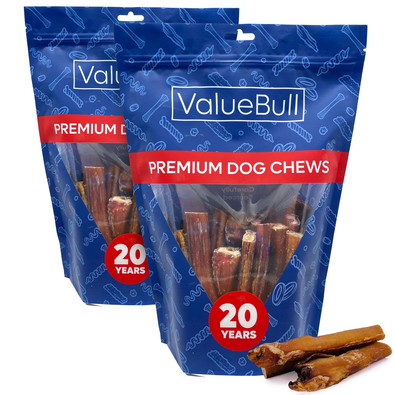 ValueBull Bully Sticks for Large Dogs, Jumbo 4-6 Inch, Varied Shapes, 50 Count - Jumbo - 50 Pieces