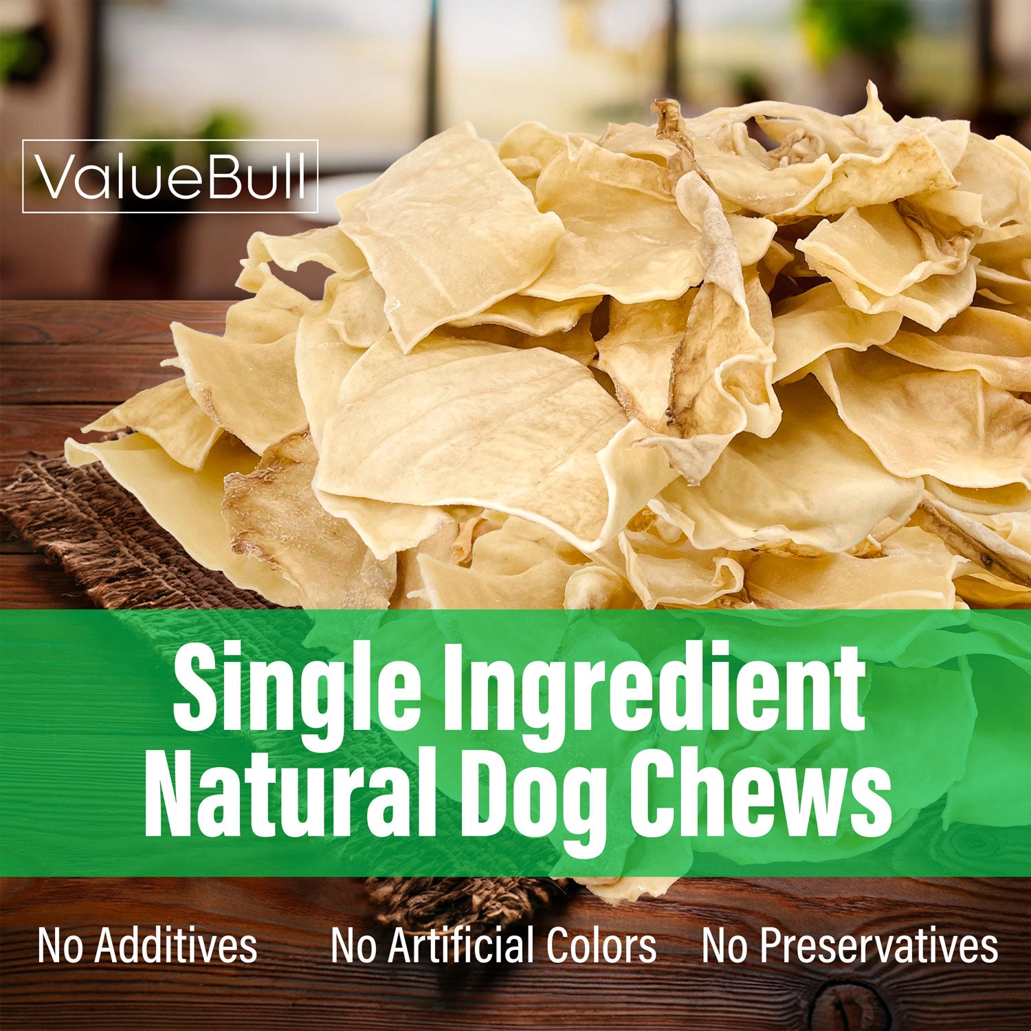 ValueBull USA Collagen Chips Dog Chews, Natural Long-Lasting Dog Treats, 400 Count Wholesale Pack - Natural - 400 Chips