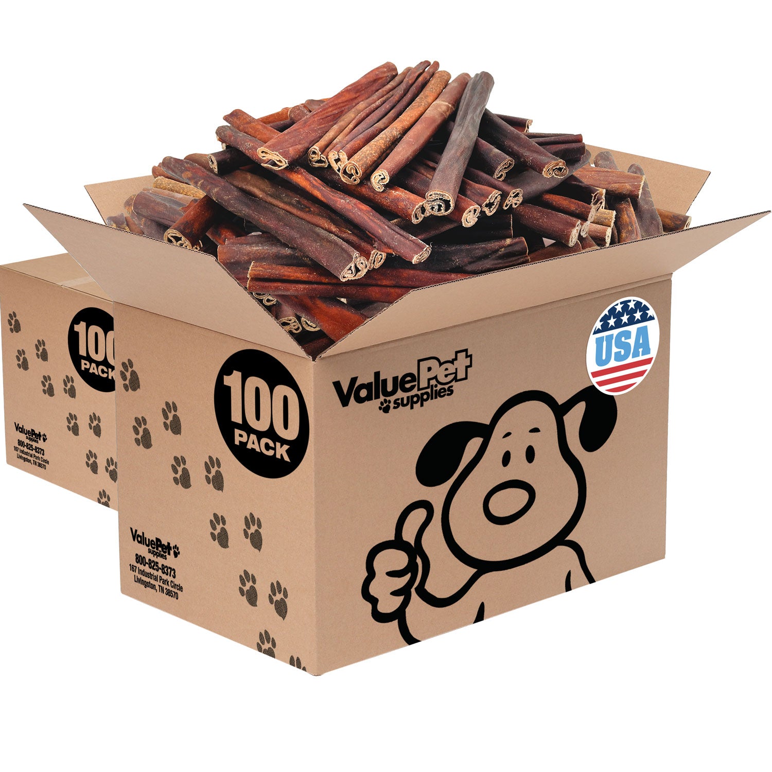 ValueBull USA Collagen Sticks for Dogs, 12 Inch Super Jumbo Chews, Natural Long-Lasting Dog Treats, 200 Count Wholesale Pack