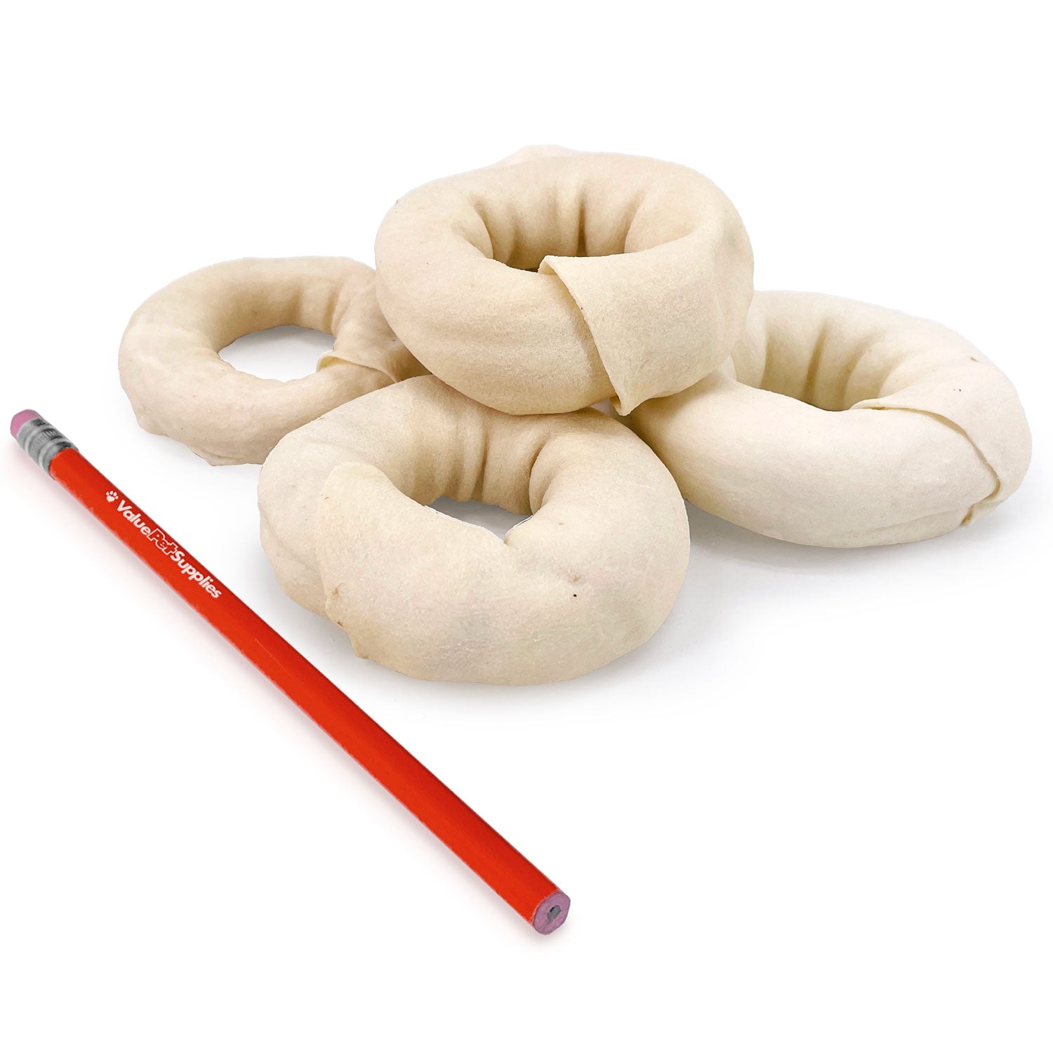 ValueBull USA Beef Rawhide Donut Rings, Premium Thick Cut, 50 Count Bulk Pack - Donut - 50 Rings