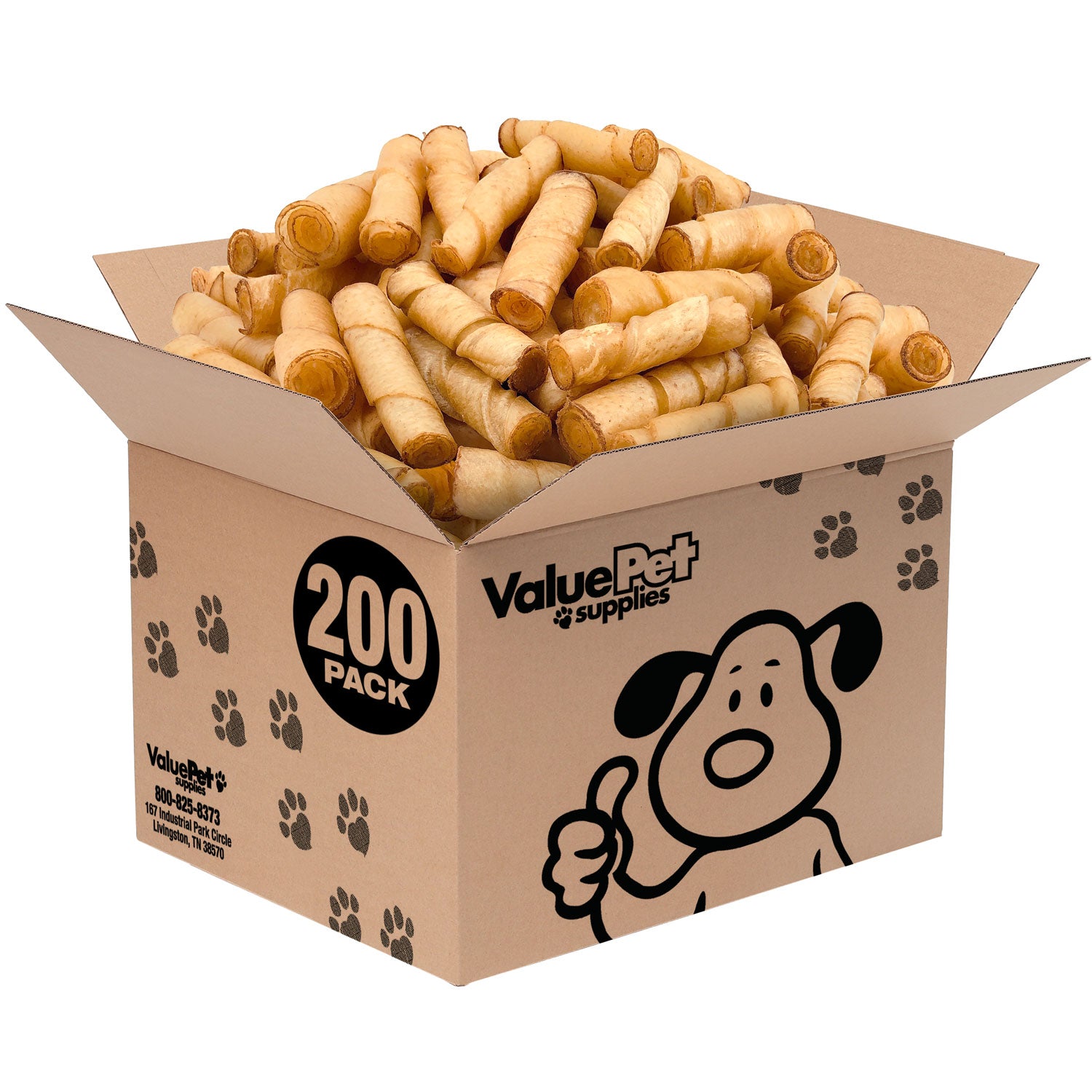 ValueBull USA Pig Skin Twist Rolls, 4-5 Inch, Smoked, 200 Count Bulk Pack - Pork - 200 Twists