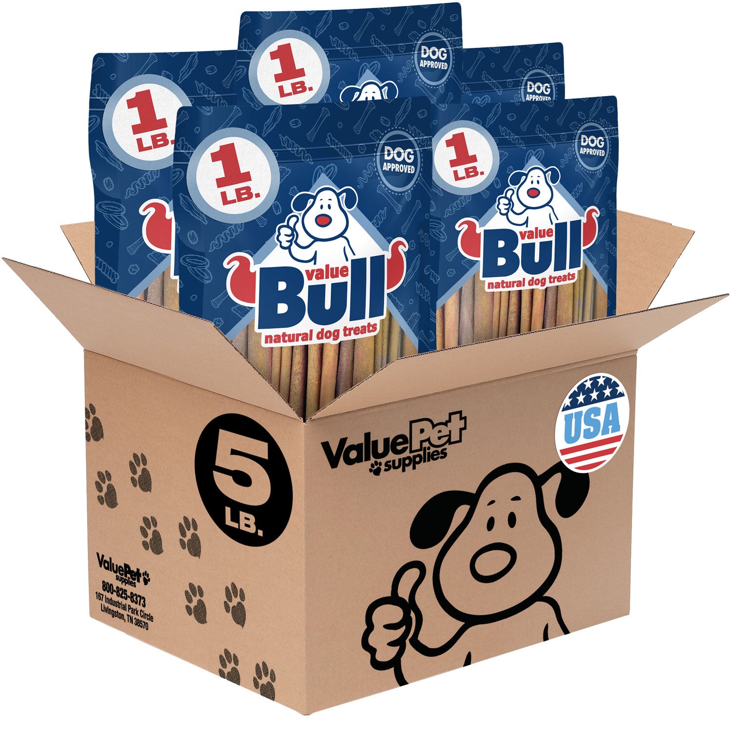 ValueBull USA Beef Collagen Sticks for Dogs, 4-6 Inch Varied, 5 Pound - Varied - 5 Pound