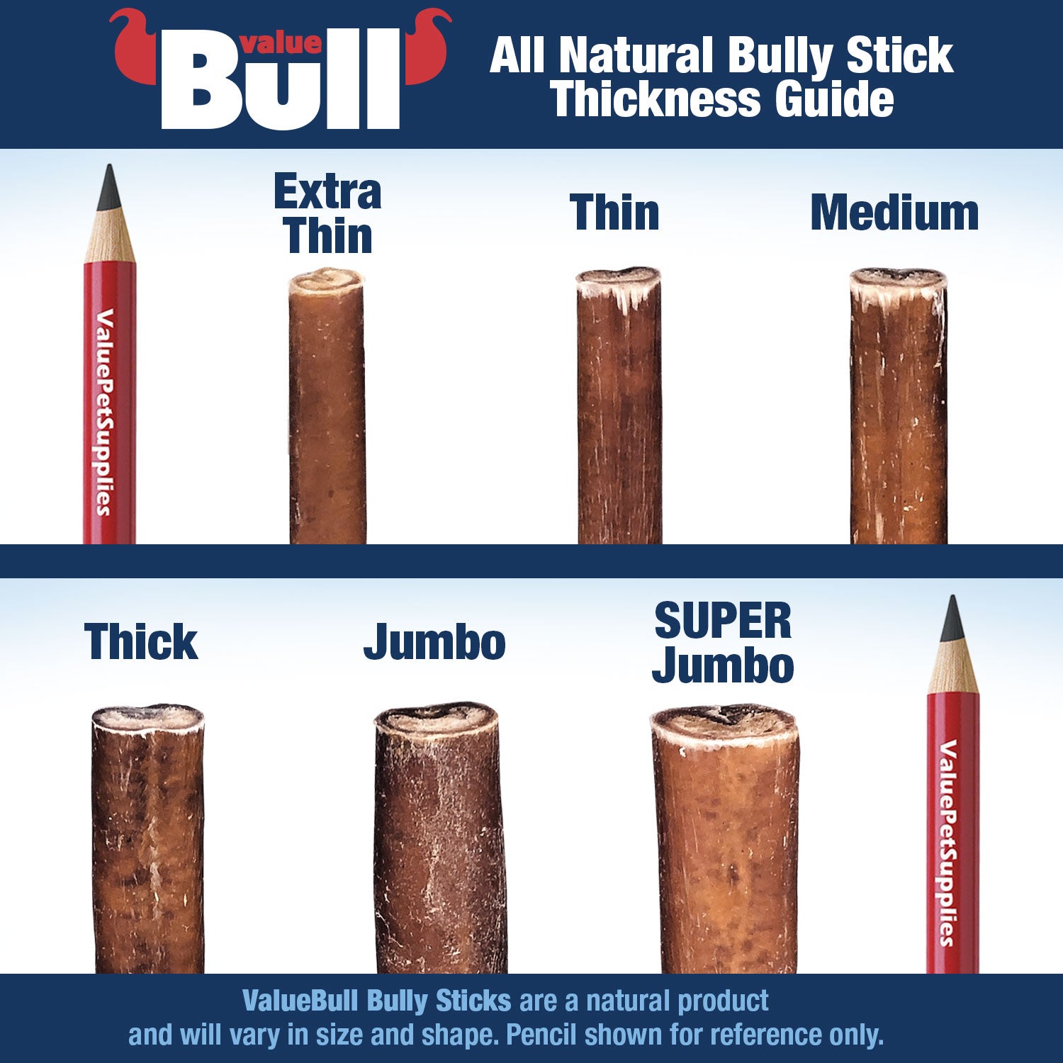 ValueBull USA Bully Sticks for Small Dogs, Thin 6 Inch, 200 Count Bulk Pack