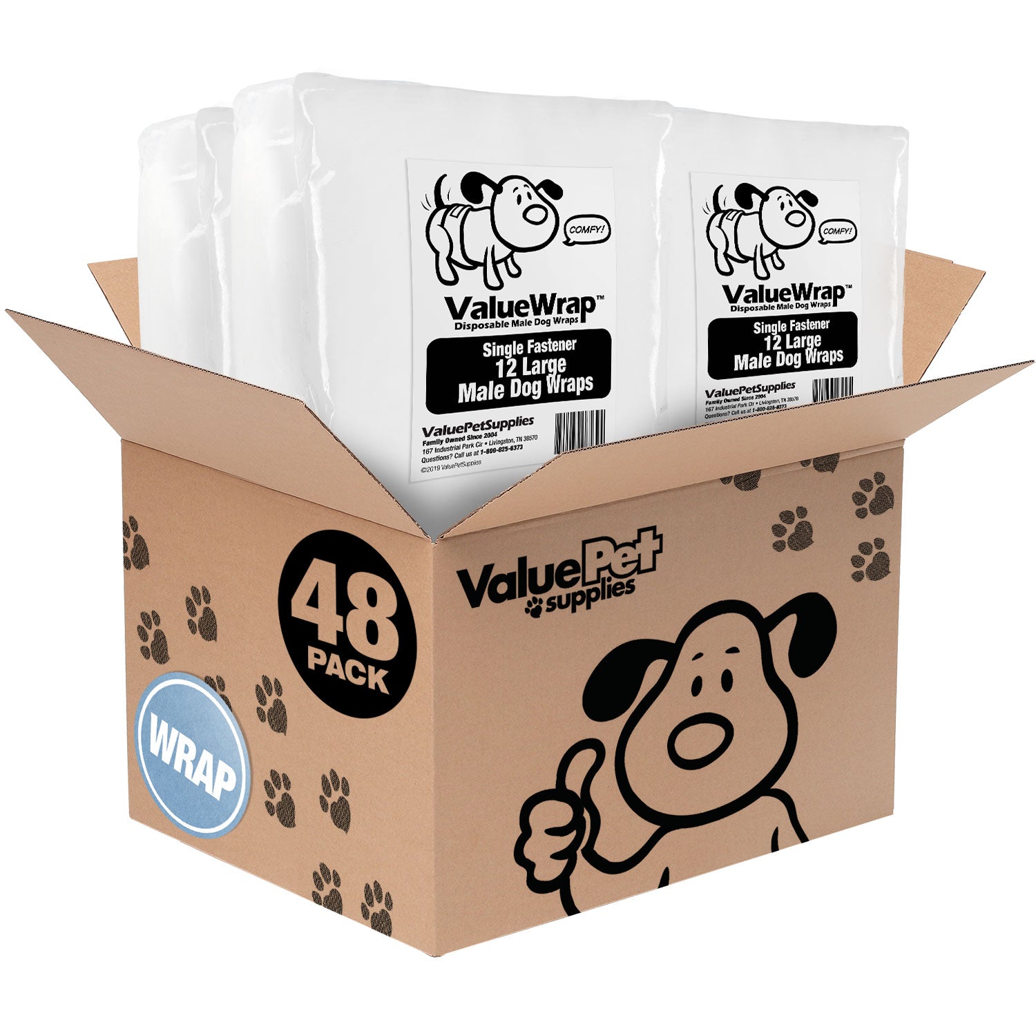 ValueWrap Male Wraps, Disposable Dog Diapers, Large, Lavender, 48 Count - 48 Count