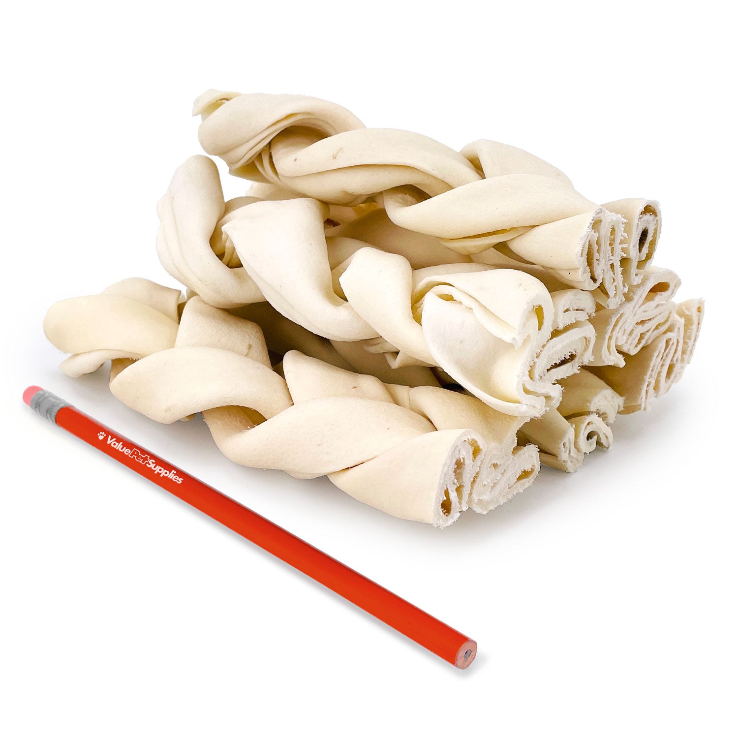 ValueBull USA Beef Rawhide Triple Braided Sticks, Premium Thick Cut, 6 Inch, 25 Count Bulk Pack - Thick - 25 Braids