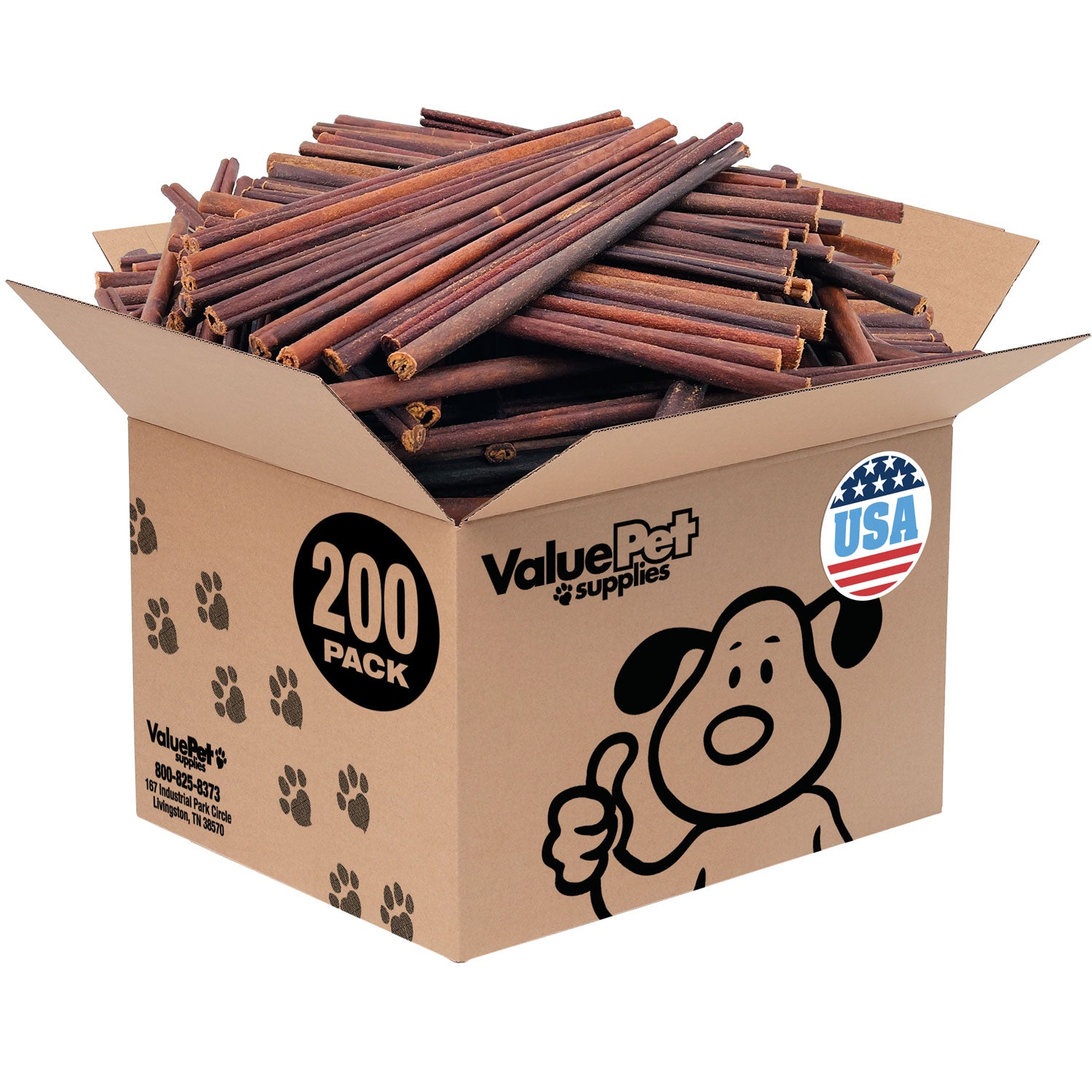 ValueBull USA Collagen Sticks for Small Dogs, 12 Inch Thin Chews, Natural Dog Treats, 200 Count Bulk Pack - Thin - 200 Count