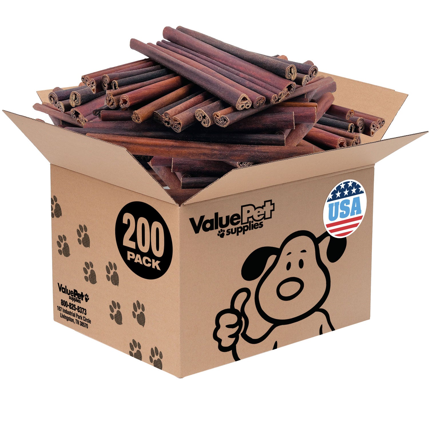 ValueBull USA Collagen Sticks for Dogs, 12 Inch Jumbo Chews, Natural Long-Lasting Dog Treats, 200 Count Wholesale Pack
