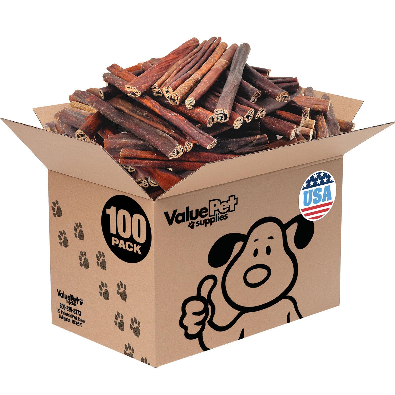 ValueBull USA Collagen Sticks for Dogs, 12 Inch Super Jumbo Chews, Natural Long-Lasting Dog Treats, 100 Count Bulk Pack