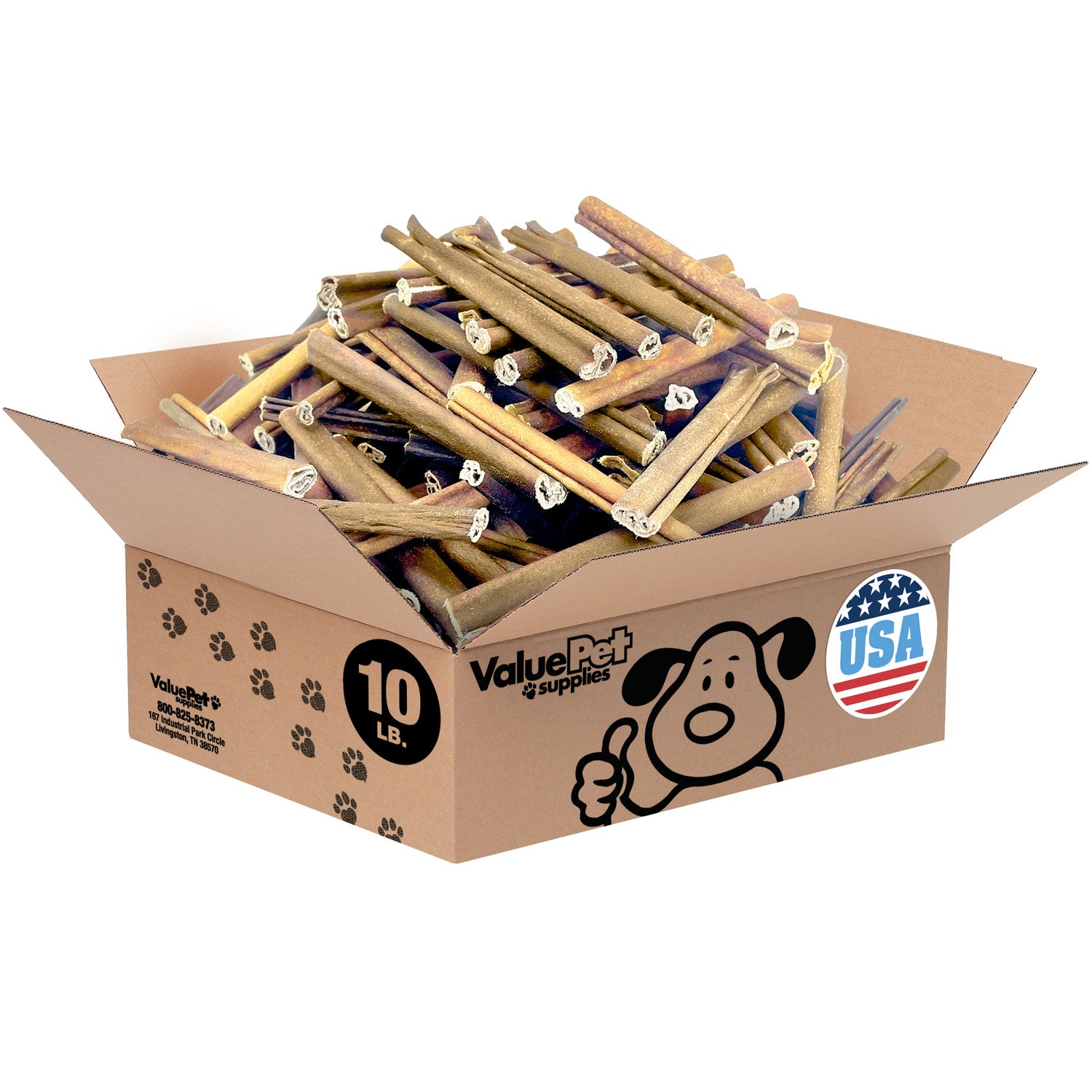 ValueBull USA Beef Collagen Sticks for Dogs, 4-6 Inch Varied, 10 Pound Bulk Pack - Varied - 10 Pound