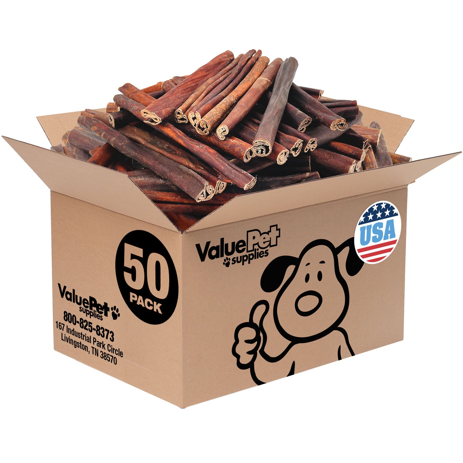 ValueBull USA Collagen Sticks for Dogs, 12 Inch Super Jumbo Chews, Natural Long-Lasting Dog Treats, 50 Count Bulk Pack