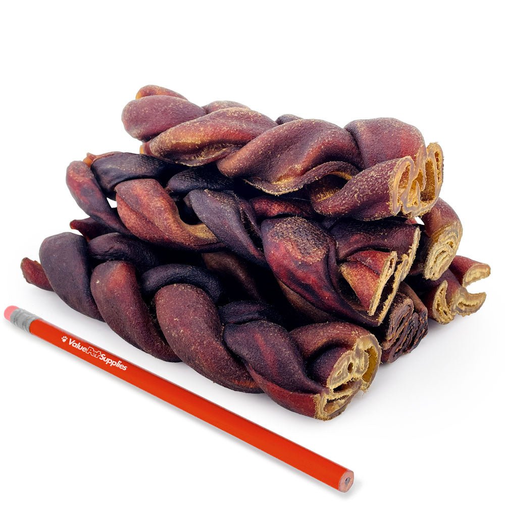 ValueBull USA Collagen Braid Beef Large Dog Chews, Jumbo 6 Inch 100 Count Bulk Pack - Jumbo - 100 Braids