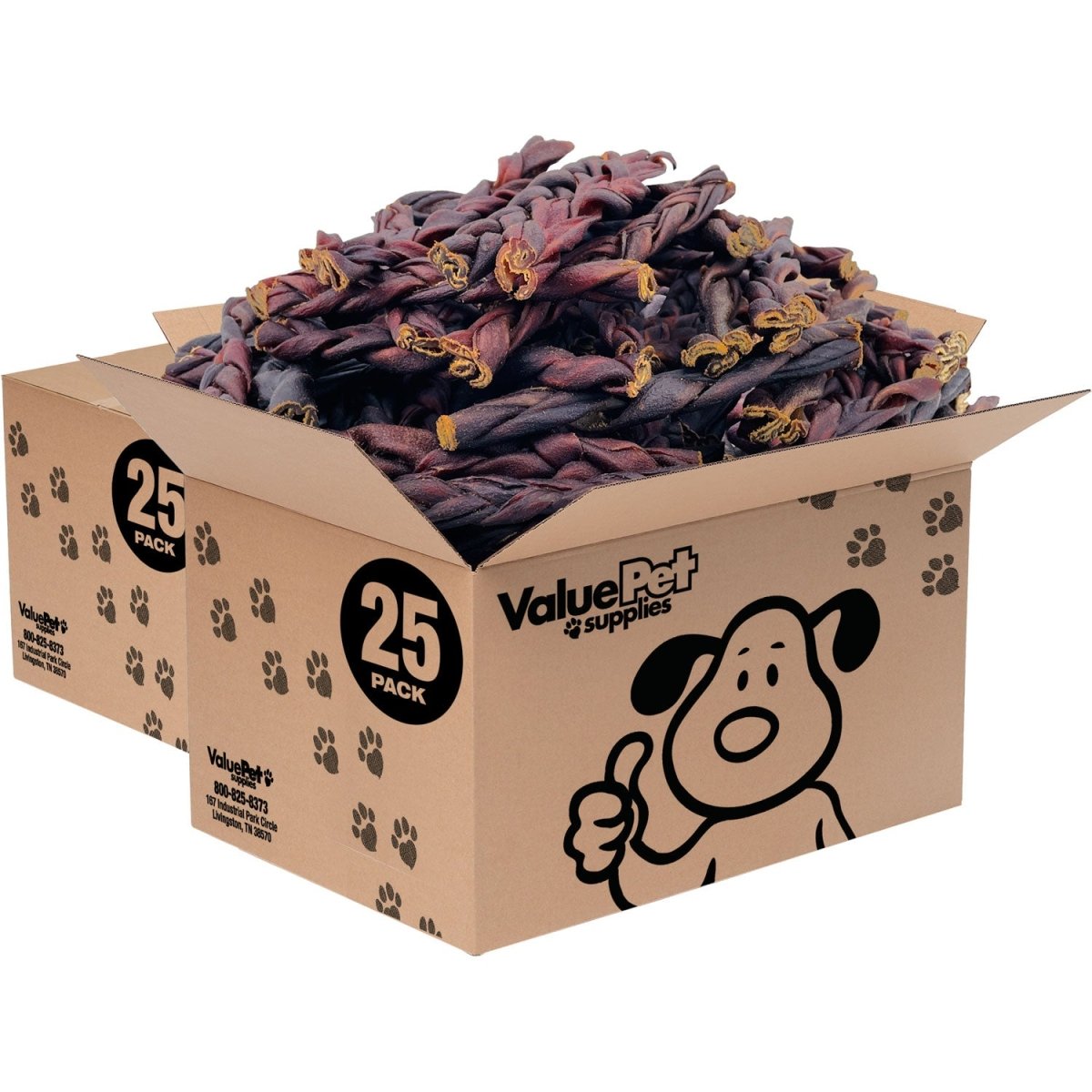 ValueBull USA Collagen Braid Beef Large Dog Chews, Medium 6 Inch 50 Count Bulk Pack