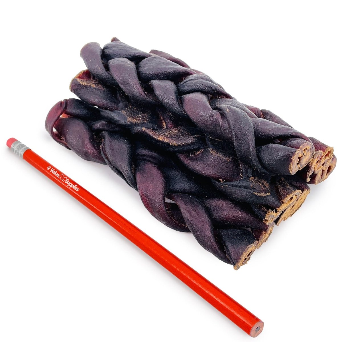 ValueBull USA Collagen Braid Beef Large Dog Chews, Thick 6 Inch 25 Count - Valuepetsupplies