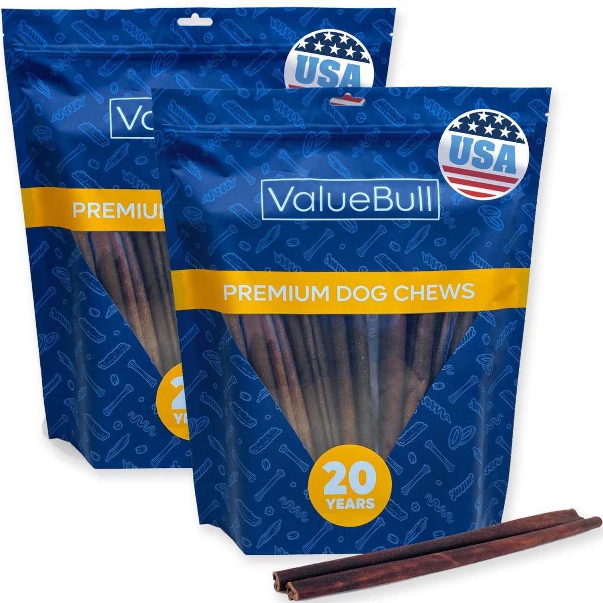 ValueBull USA Collagen Sticks for Dogs, 12 Inch Medium Chews, Natural Long-Lasting Dog Treats, 50 Count - Valuepetsupplies