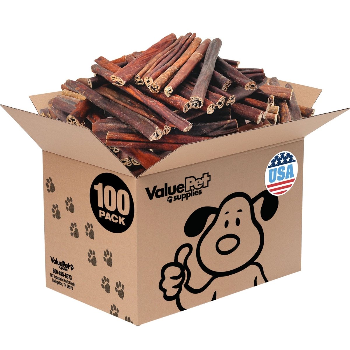 ValueBull USA Collagen Sticks for Dogs, 12 Inch Super Jumbo Chews, Natural Long - Lasting Dog Treats, 100 Count Bulk Pack - Valuepetsupplies