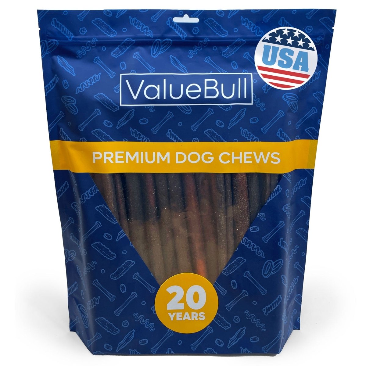 ValueBull USA Collagen Sticks for Dogs, 12 Inch Thick Chews, Natural Long - Lasting Dog Treats, 25 Count - Valuepetsupplies