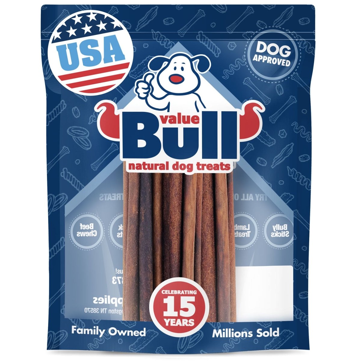 ValueBull USA Collagen Sticks for Small Dogs, 12 Inch Thin Chews, Natural Dog Treats, 10 Count - Valuepetsupplies