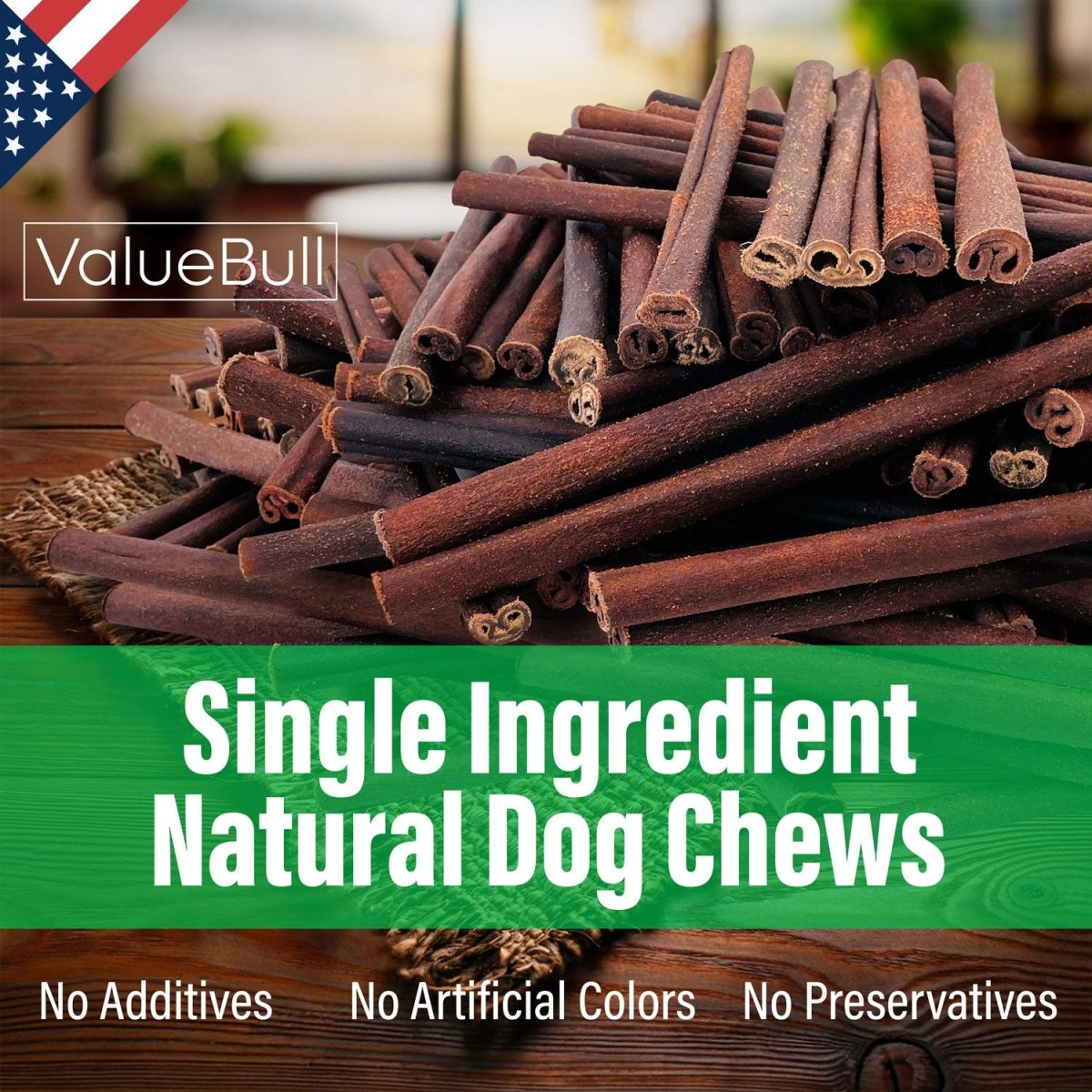 ValueBull USA Collagen Sticks for Small Dogs, 12 Inch Thin Chews, Natural Dog Treats, 25 Count - Thin - 25 Count
