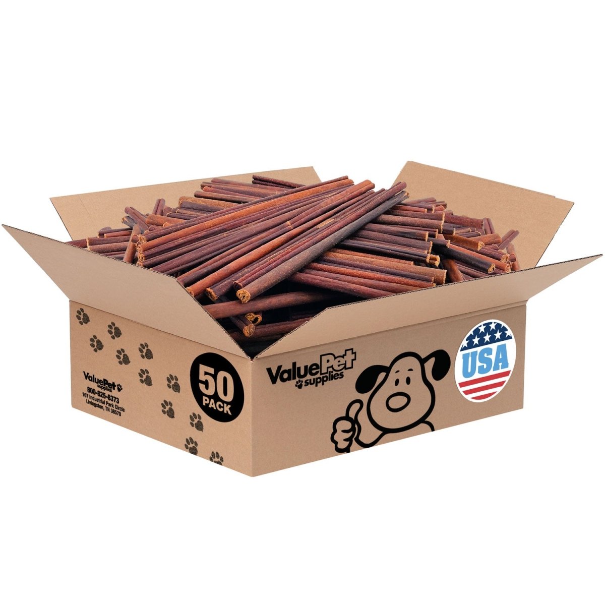 ValueBull USA Collagen Sticks for Small Dogs, 12 Inch Thin Chews, Natural Dog Treats, 50 Count Bulk Pack - Valuepetsupplies