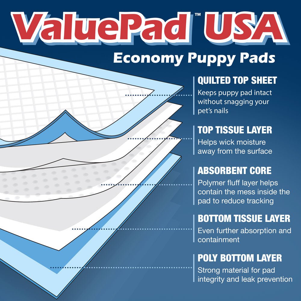 ValuePad USA Puppy Pads, Medium 22x23 Inch, 600 Count Bulk Pack - 600 Count
