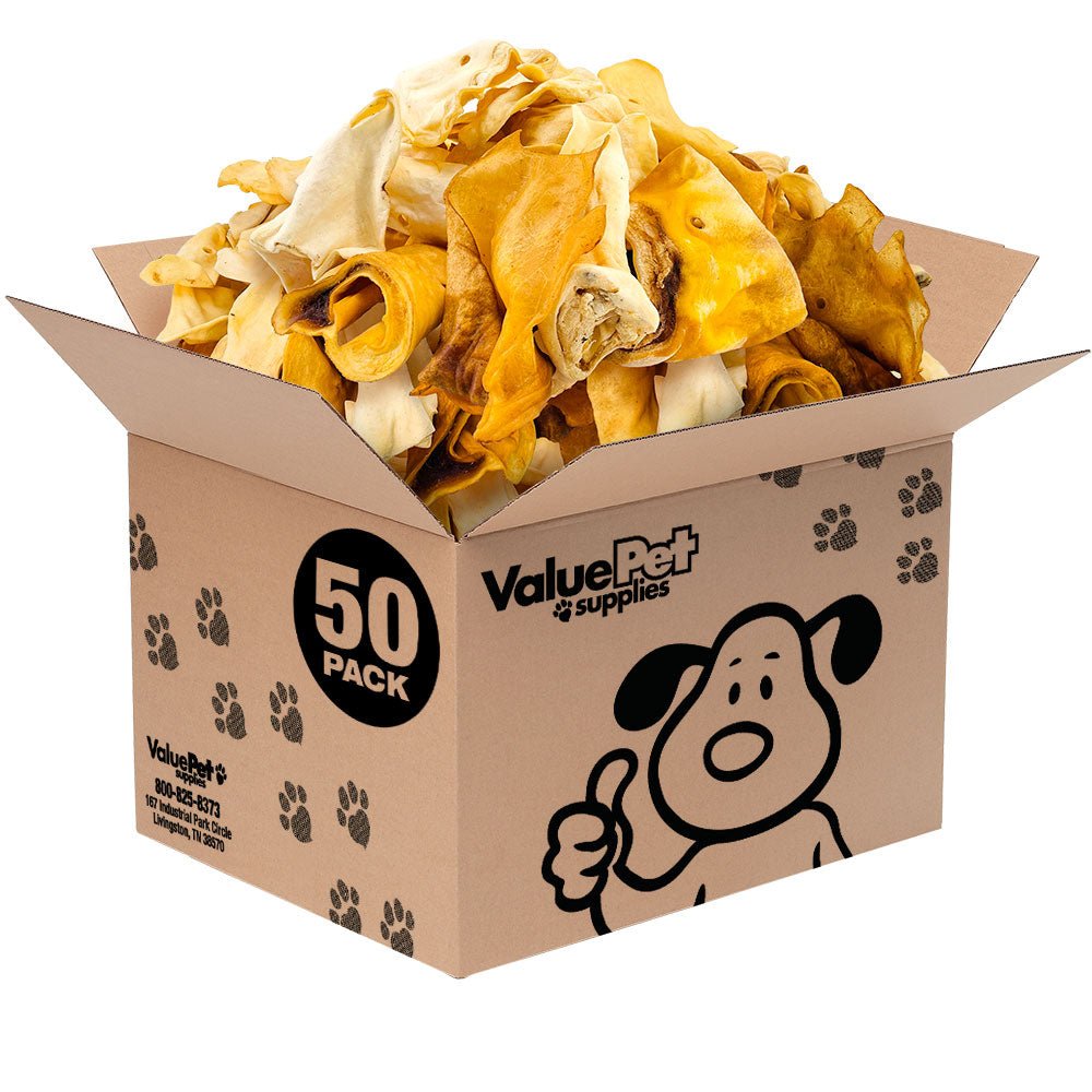 ValueBull Cow Ears, Varied Shapes, Small, 50 Count Bulk Pack - Valuepetsupplies