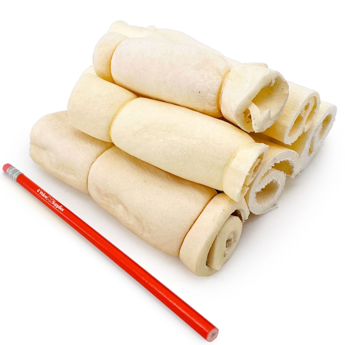 ValueBull Beef Cheek Rolls, Dog Chews, Varied Shapes, 6 Inch, 1 Pound - Valuepetsupplies