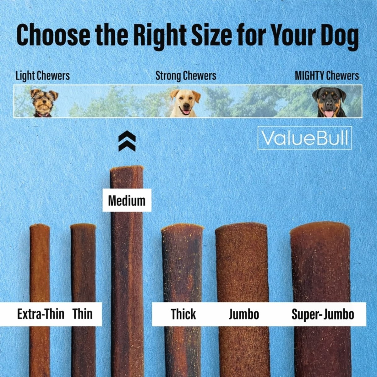 ValueBull Buffalo Collagen Sticks for Dogs, 6 Inch Medium Chews, Natural Long-Lasting Dog Treats, 25 Count - Medium - 25 Sticks