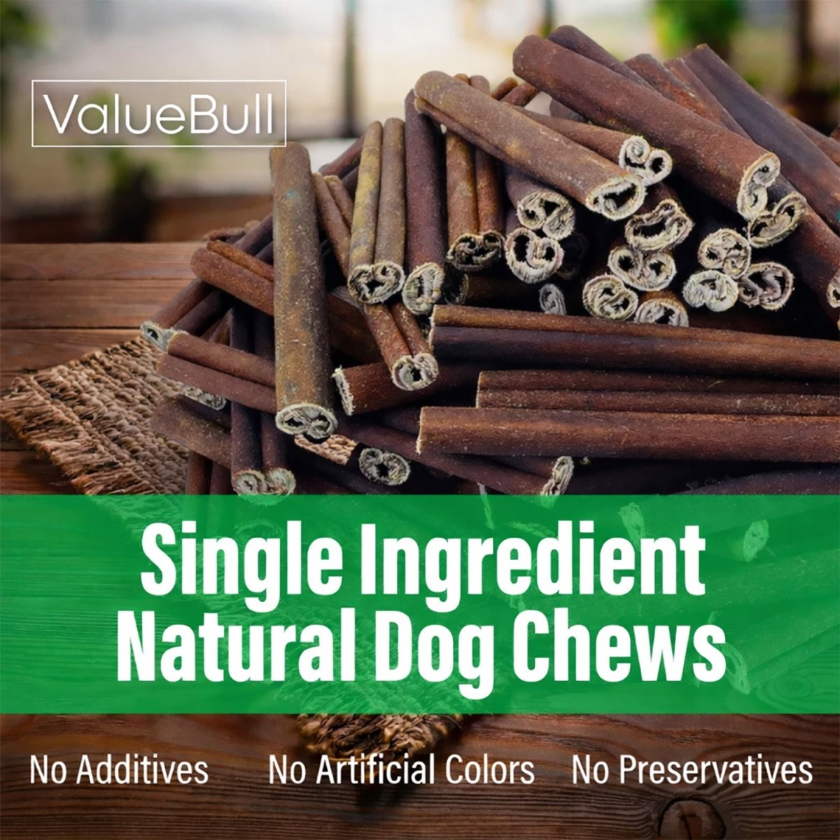ValueBull Buffalo Collagen Sticks for Dogs, 6 Inch Thick Chews, Natural Long-Lasting Dog Treats, 100 Count Bulk Pack - Thick - 100 Sticks