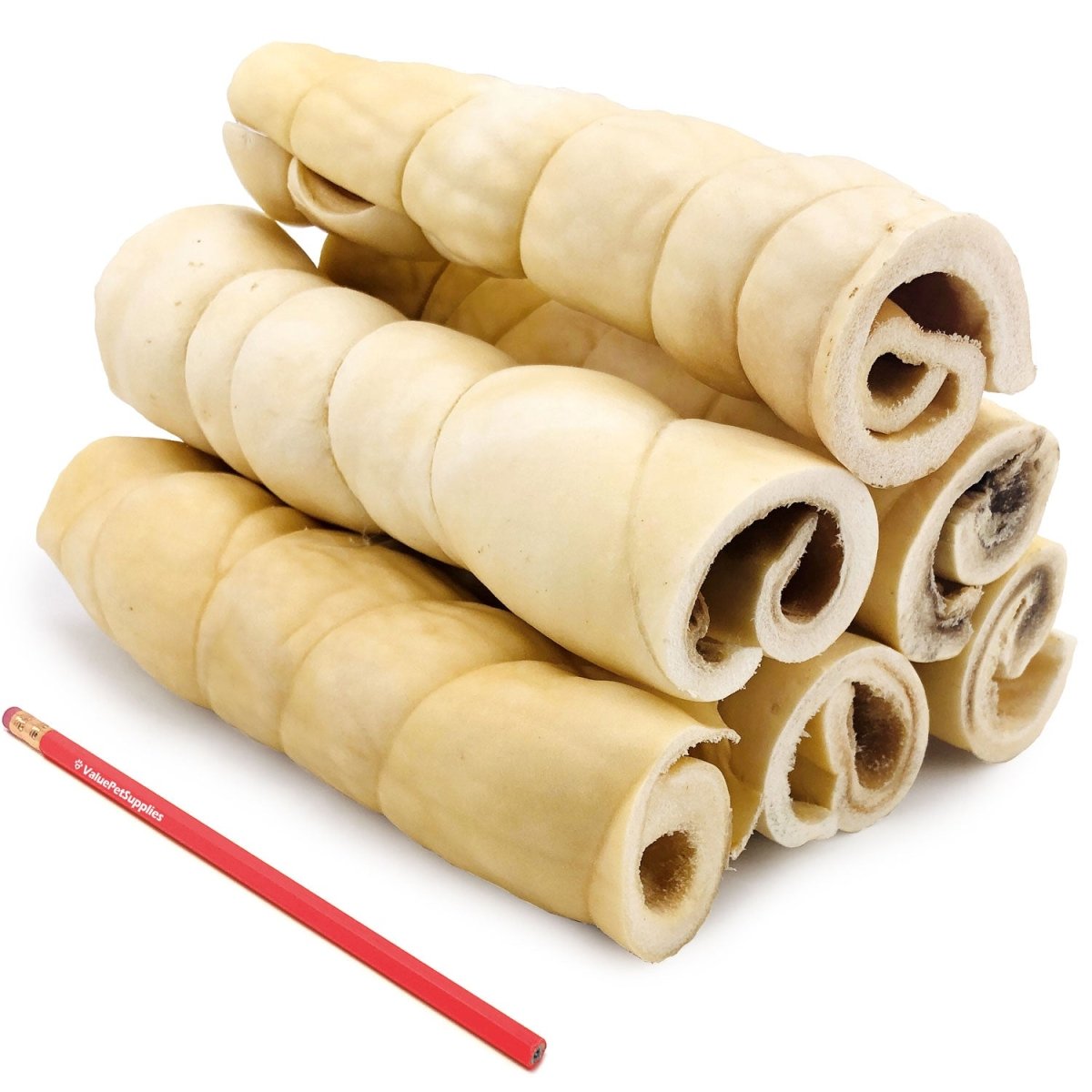 ValueBull Beef Cheek Rolls, Long Lasting Dog Chews, Jumbo 9-10 Inch, 50 Count Bulk Pack - Beef - 50 Rolls