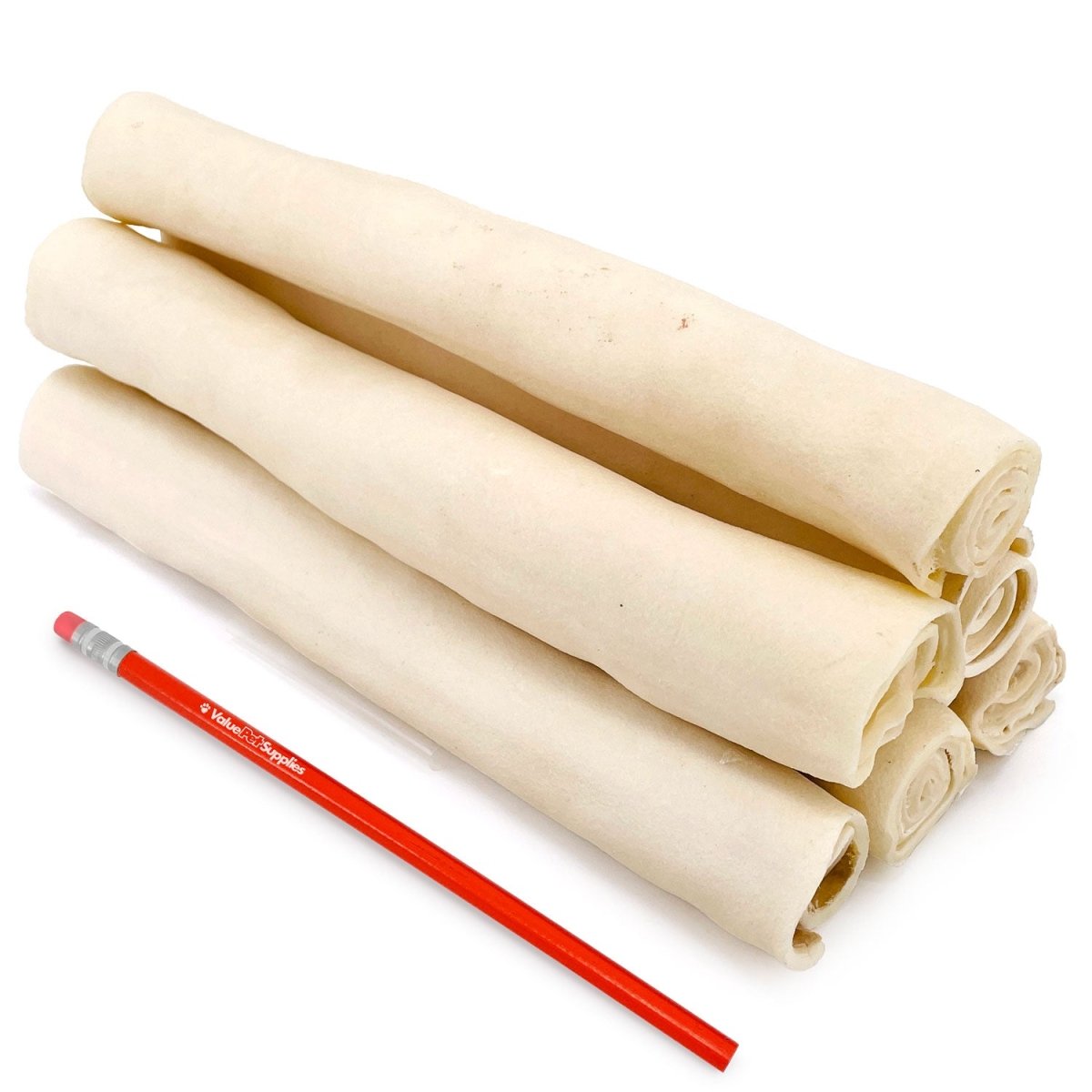 ValueBull USA Retriever Rolls, Premium Rawhide, Thick 10 Inch, 50 Count Bulk Pack - Natural - 50 Rolls