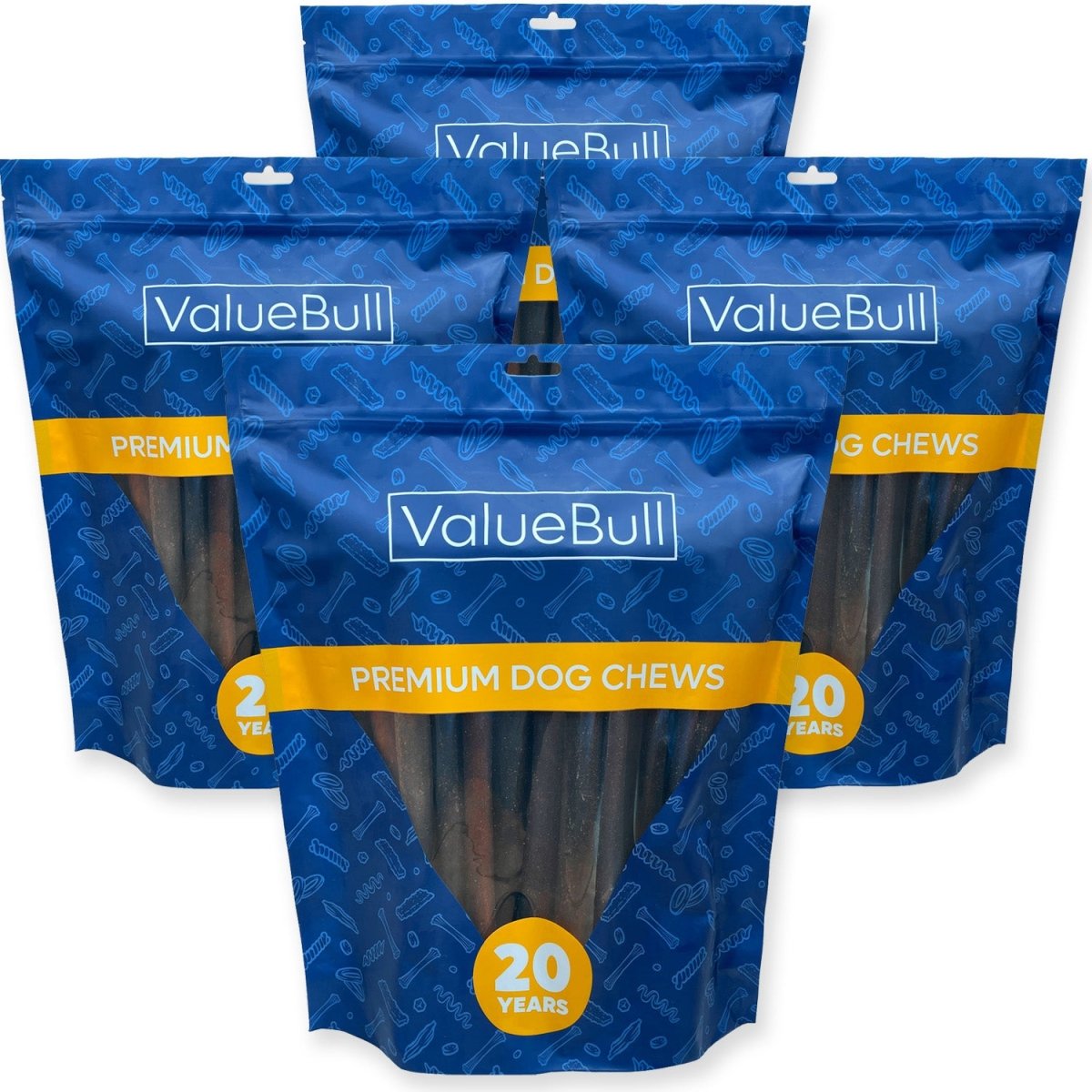 ValueBull Collagen Sticks for Dogs, 12 Inch Jumbo Chews, Natural Long-Lasting Dog Treats, 100 Count Bulk Pack - Valuepetsupplies