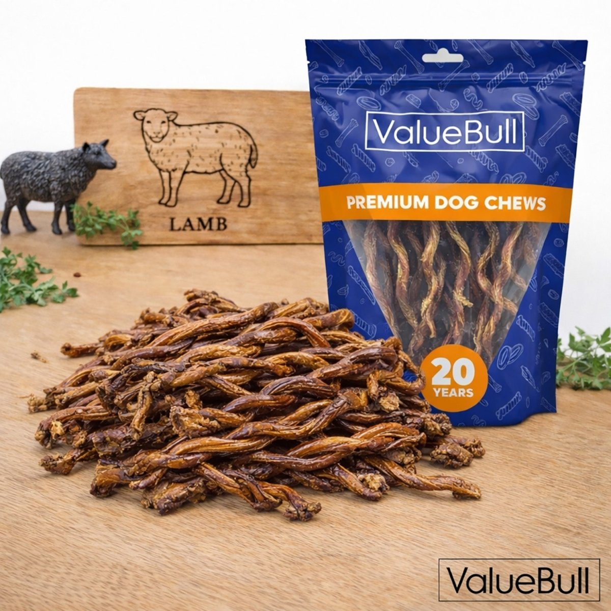 ValueBull Pizzle Twists, Premium Lamb, 20 Count - Lamb - 20 Pizzles