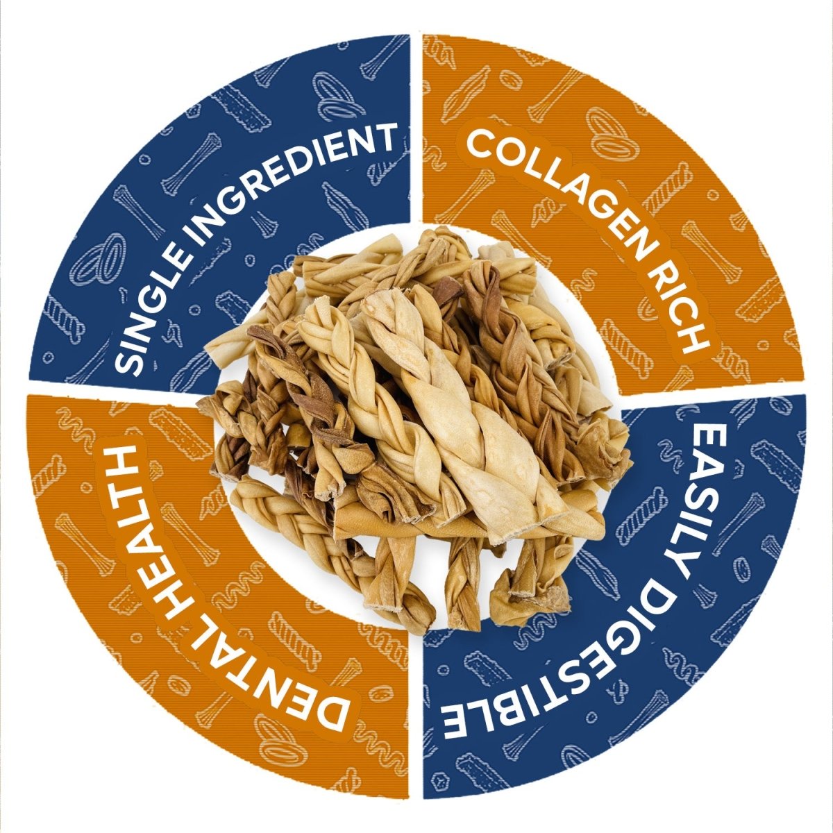 ValueBull Lamb Collagen Braids for Dogs, Varied Sizes/Shapes, Natural Long-Lasting Dog Treats, 25 Count - Valuepetsupplies