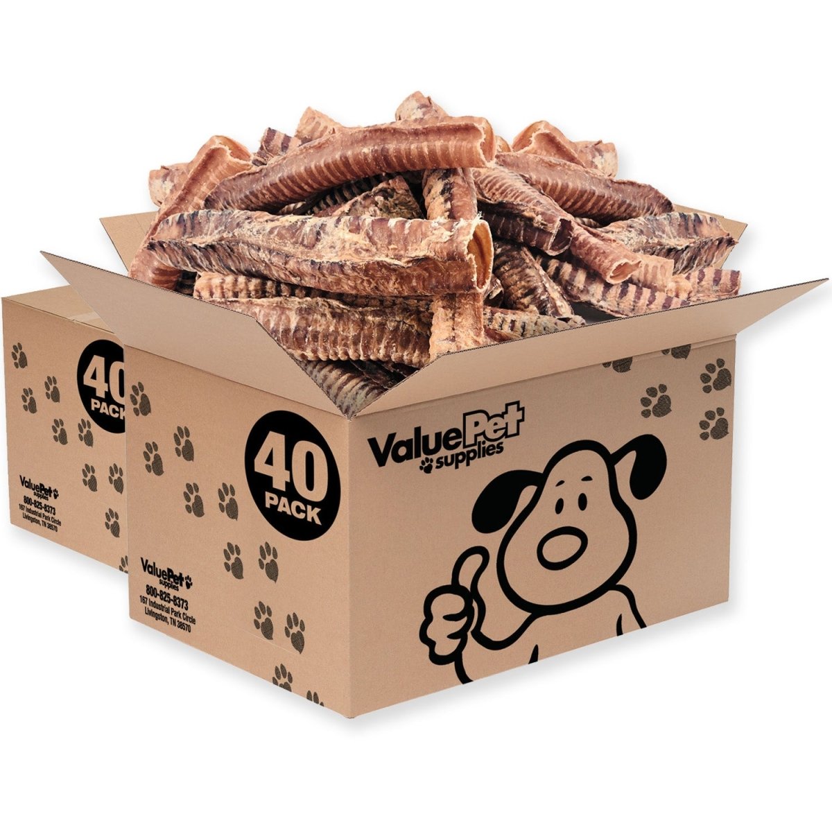 ValueBull Beef Trachea Tubes, Premium 10 - 12 Inch, 80 Count Bulk Pack - Valuepetsupplies