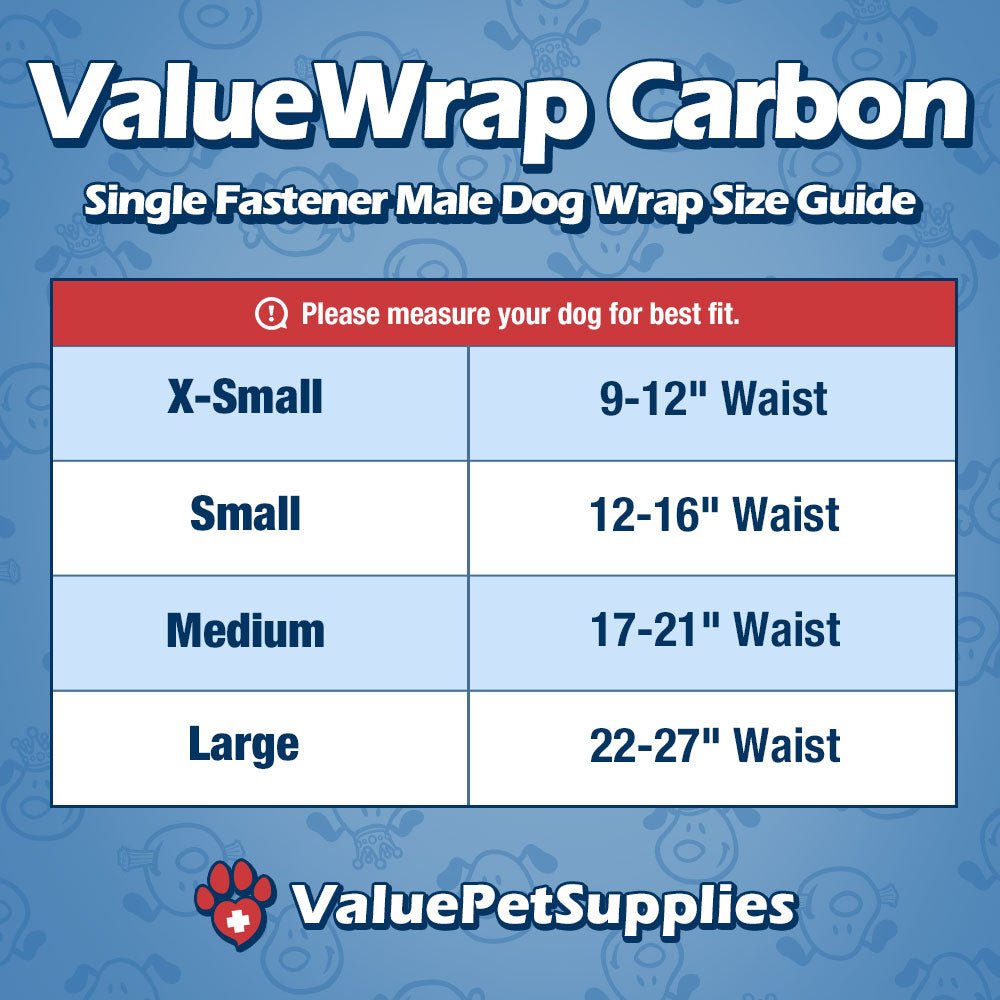 ValueWrap Male Wraps, Disposable Dog Diapers, Carbon, Large, 48 Count
